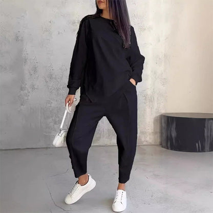 🚗Free Shipping🚗Women Long-Sleeve Irregular Hem Sweatshirts & Pants Set