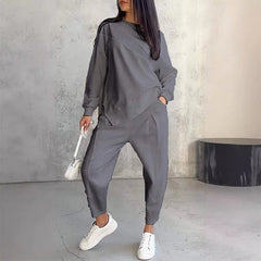 🚗Free Shipping🚗Women Long-Sleeve Irregular Hem Sweatshirts & Pants Set