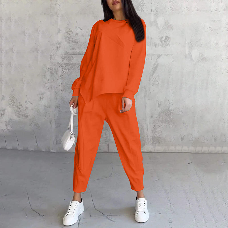 🚗Free Shipping🚗Women Long-Sleeve Irregular Hem Sweatshirts & Pants Set