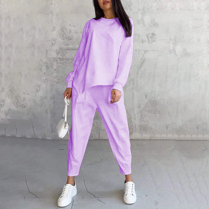 🚗Free Shipping🚗Women Long-Sleeve Irregular Hem Sweatshirts & Pants Set