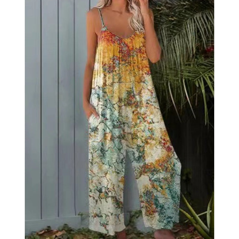 🚗Free Shipping🚗Women's Fashion Spaghetti Strap Printed Jumpsuit