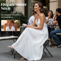❤️SUMMER HOT SALE👗Halter Neck Backless Tiered Maxi Dress