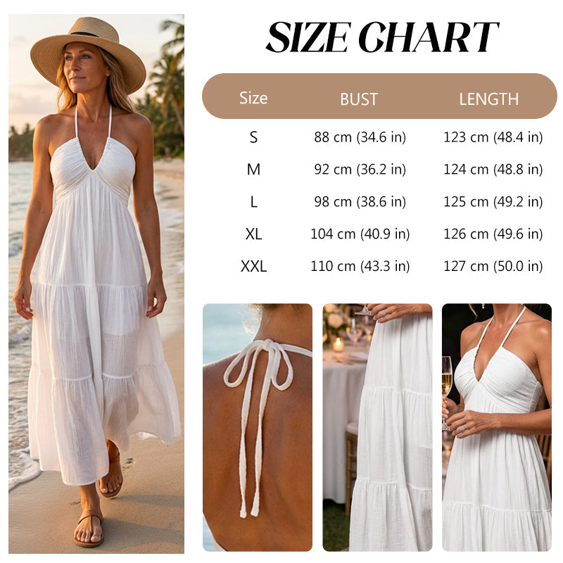 ❤️SUMMER HOT SALE👗Halter Neck Backless Tiered Maxi Dress