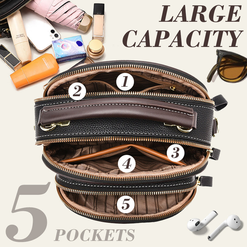 🔥Free Shipping & 50% OFF🔥Classic Multifunctional Compartments Adjustable Wide Shoulder Strap PU Leather Crossbody Bag