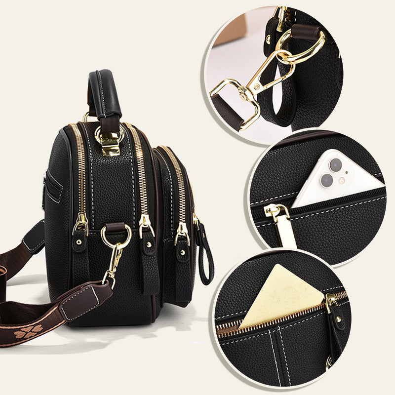 🔥Free Shipping & 50% OFF🔥Classic Multifunctional Compartments Adjustable Wide Shoulder Strap PU Leather Crossbody Bag
