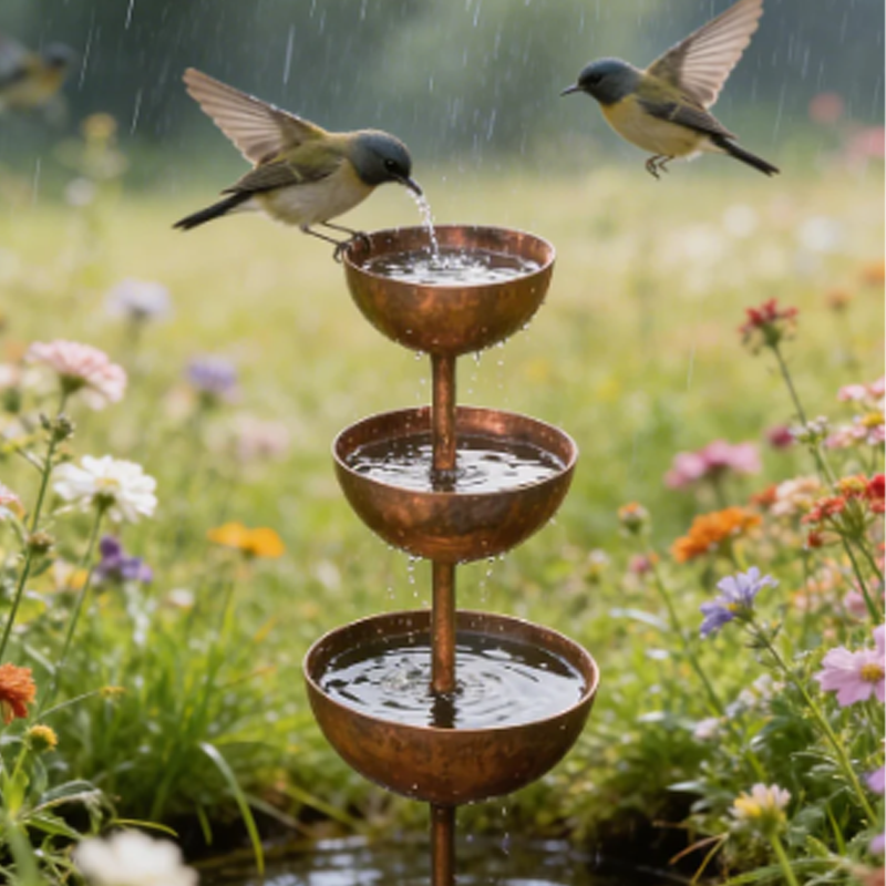 🐦Free Shipping☔️3-Tier Rustic Metal Bird Feeder & Drinker Stake