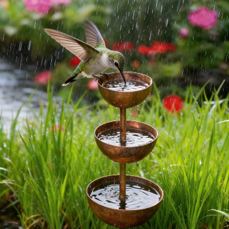 🐦Free Shipping☔️3-Tier Rustic Metal Bird Feeder & Drinker Stake