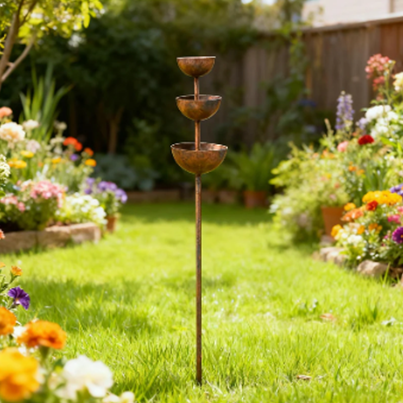 🐦Free Shipping☔️3-Tier Rustic Metal Bird Feeder & Drinker Stake