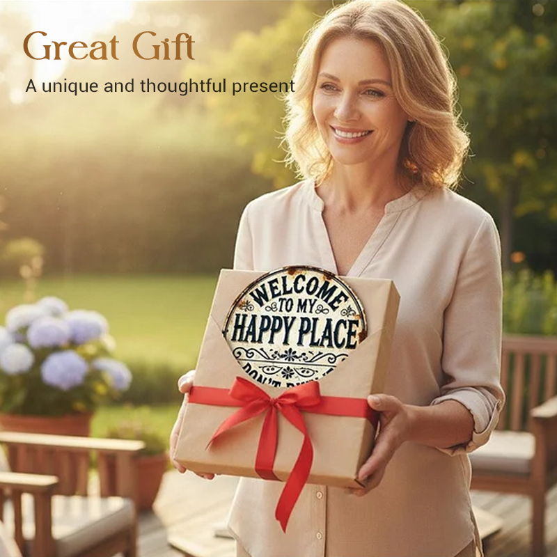 ⏰️Last Day For Free Shipping⌛️Vintage "Happy Place" Metal Sign