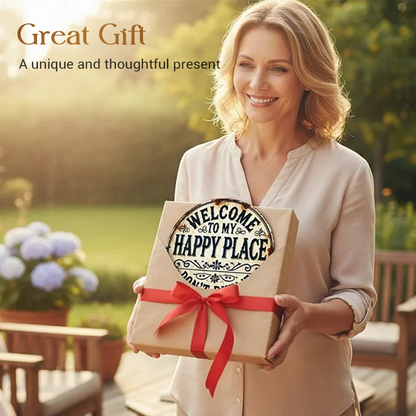 ⏰️Last Day For Free Shipping⌛️Vintage "Happy Place" Metal Sign