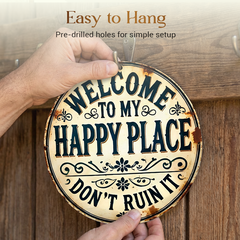 ⏰️Last Day For Free Shipping⌛️Vintage "Happy Place" Metal Sign