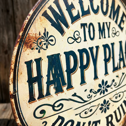 ⏰️Last Day For Free Shipping⌛️Vintage "Happy Place" Metal Sign