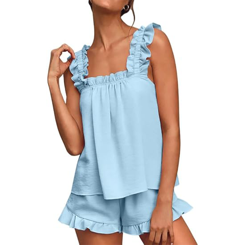 🌹SUMMER HOT SALE-Free Shipping❤️Soft & Comfy Ruffle Trim Pajama Set