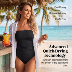 ⏰️Last Day For Free Shipping⌛️Women's Strapless Ruched One-Piece Swimsuit