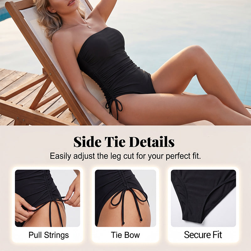 ⏰️Last Day For Free Shipping⌛️Women's Strapless Ruched One-Piece Swimsuit