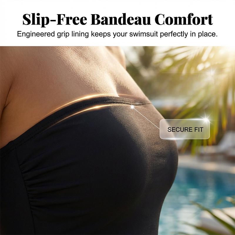 ⏰️Last Day For Free Shipping⌛️Women's Strapless Ruched One-Piece Swimsuit