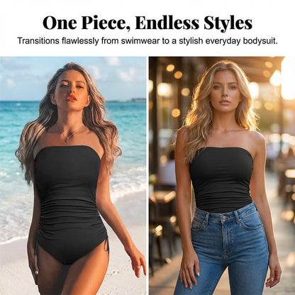 ⏰️Last Day For Free Shipping⌛️Women's Strapless Ruched One-Piece Swimsuit