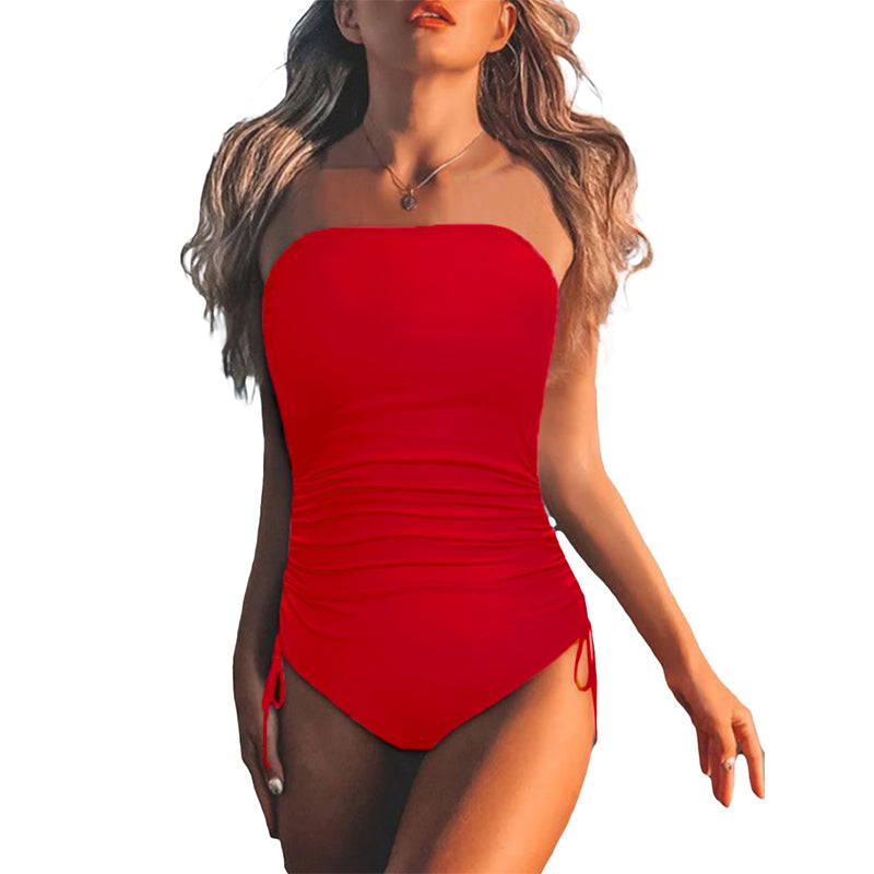 ⏰️Last Day For Free Shipping⌛️Women's Strapless Ruched One-Piece Swimsuit
