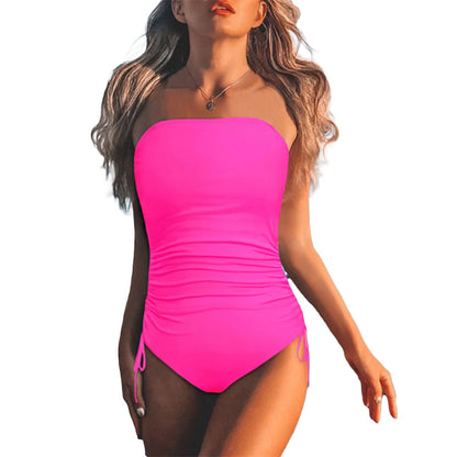 ⏰️Last Day For Free Shipping⌛️Women's Strapless Ruched One-Piece Swimsuit