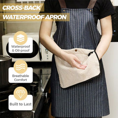 ⏰️Last Day For Free Shipping⌛️Cross-Back Waterproof Apron with Detachable Hand Towel