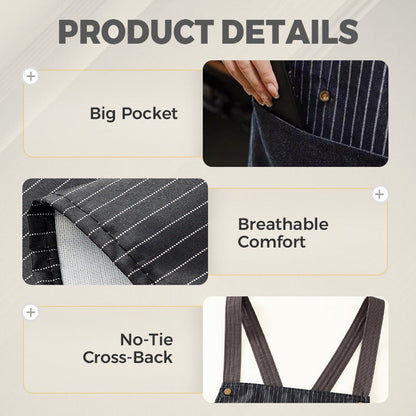 ⏰️Last Day For Free Shipping⌛️Cross-Back Waterproof Apron with Detachable Hand Towel