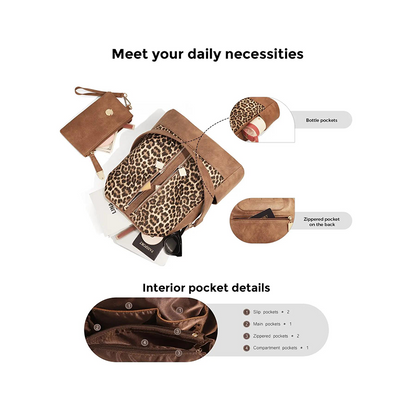 ⏳LAST DAY SALE 70% OFF🔥Fashion Leopard Print Backpack and Shoulder Bag Set🐆🌟