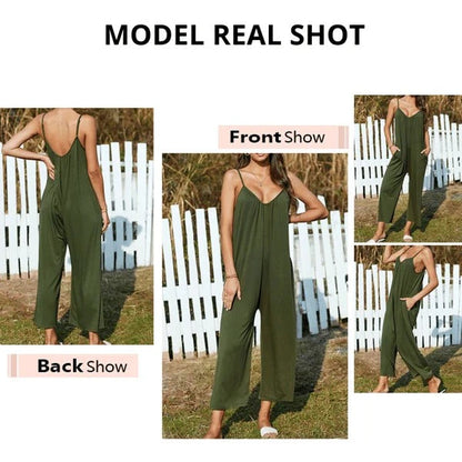 🎁Summer Hot Sale  47% OFF⏳Loose Sleeveless Wide-Leg Jumpsuit with Pockets - Stretchy & Flowy