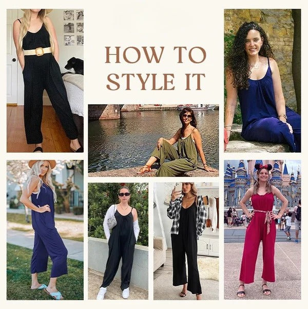 🎁Summer Hot Sale  47% OFF⏳Loose Sleeveless Wide-Leg Jumpsuit with Pockets - Stretchy & Flowy