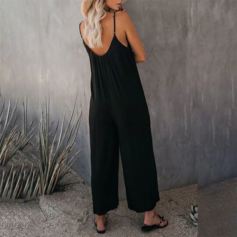 🎁Summer Hot Sale  47% OFF⏳Loose Sleeveless Wide-Leg Jumpsuit with Pockets - Stretchy & Flowy