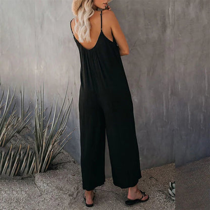 🎁Summer Hot Sale  47% OFF⏳Loose Sleeveless Wide-Leg Jumpsuit with Pockets - Stretchy & Flowy