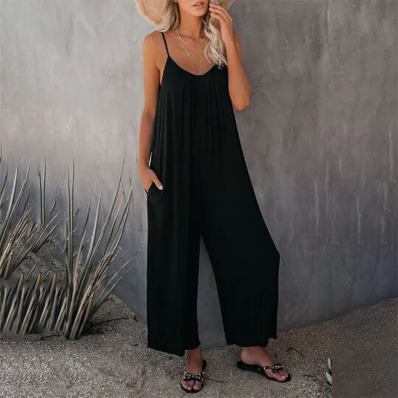 🎁Summer Hot Sale  47% OFF⏳Loose Sleeveless Wide-Leg Jumpsuit with Pockets - Stretchy & Flowy