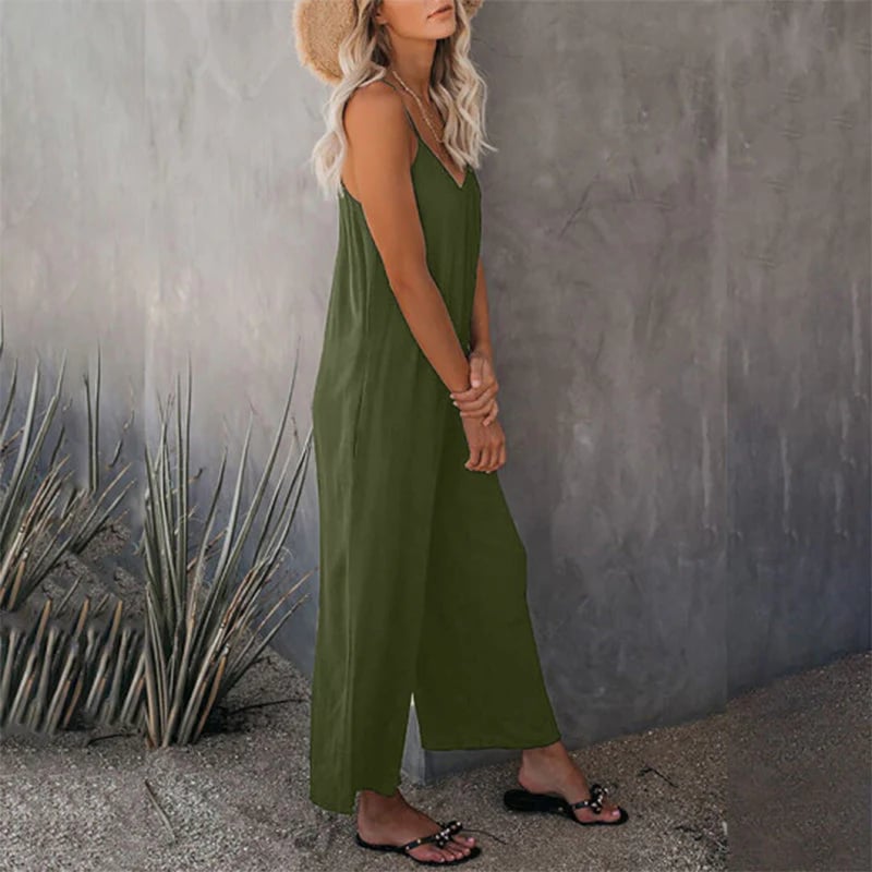 🎁Summer Hot Sale  47% OFF⏳Loose Sleeveless Wide-Leg Jumpsuit with Pockets - Stretchy & Flowy