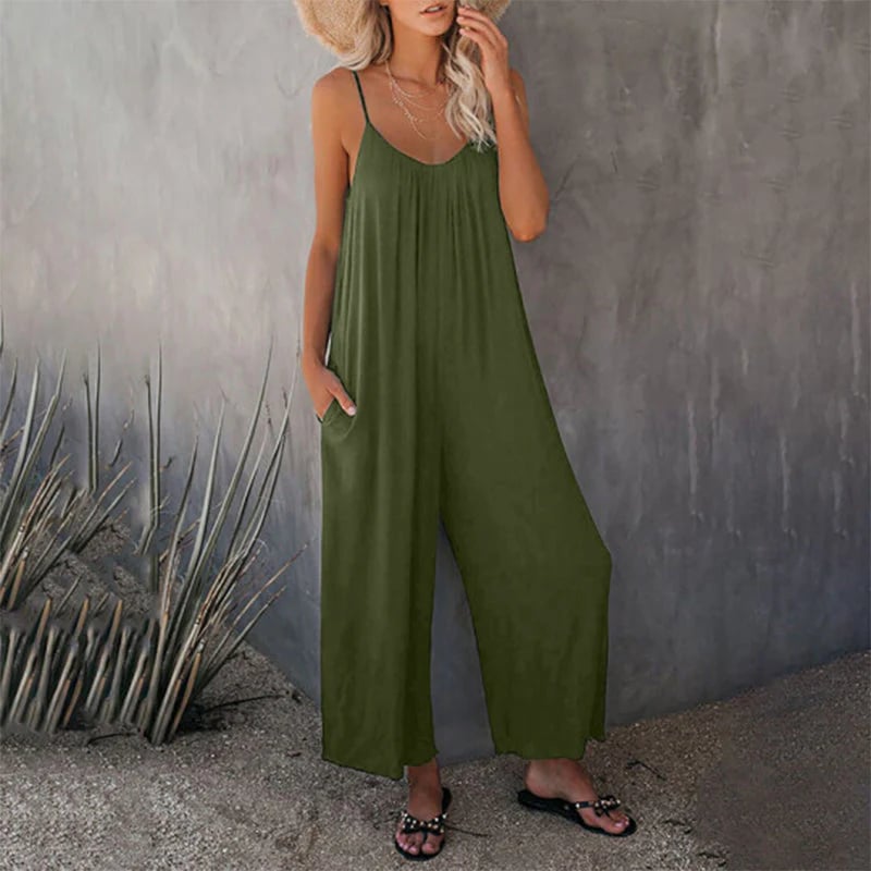 🎁Summer Hot Sale  47% OFF⏳Loose Sleeveless Wide-Leg Jumpsuit with Pockets - Stretchy & Flowy