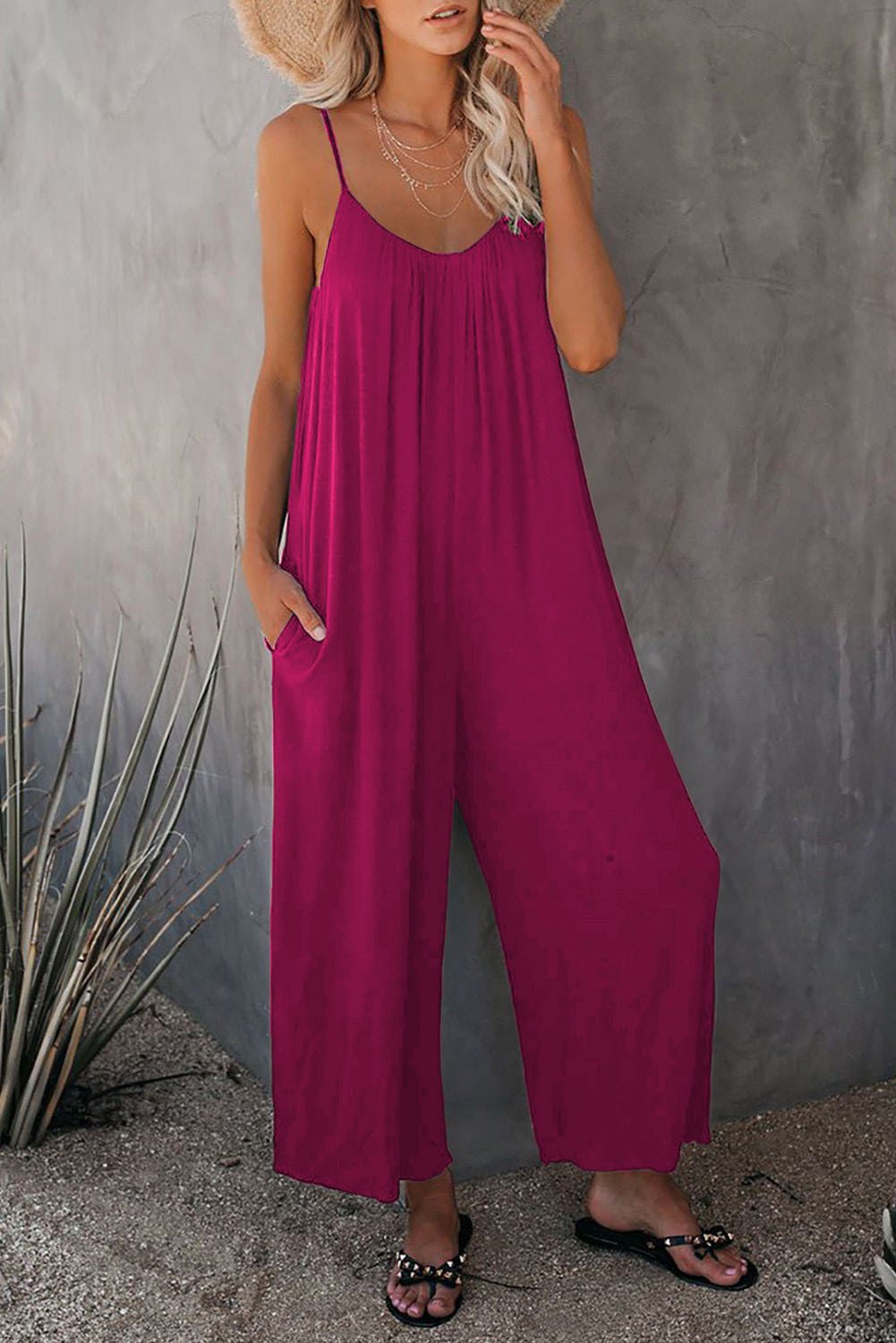 🎁Summer Hot Sale  47% OFF⏳Loose Sleeveless Wide-Leg Jumpsuit with Pockets - Stretchy & Flowy
