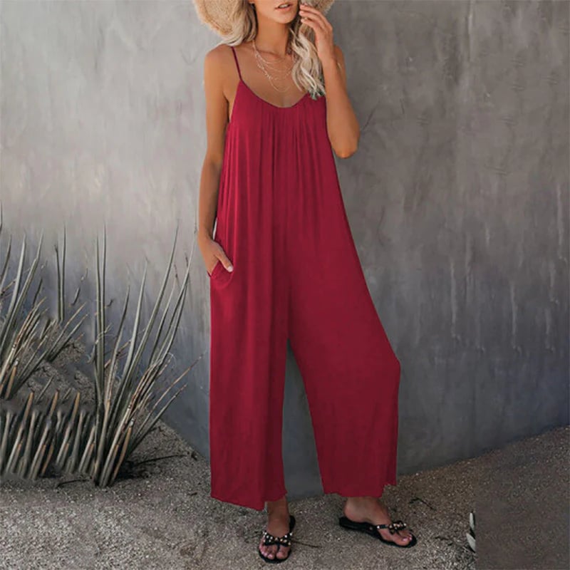 🎁Summer Hot Sale  47% OFF⏳Loose Sleeveless Wide-Leg Jumpsuit with Pockets - Stretchy & Flowy
