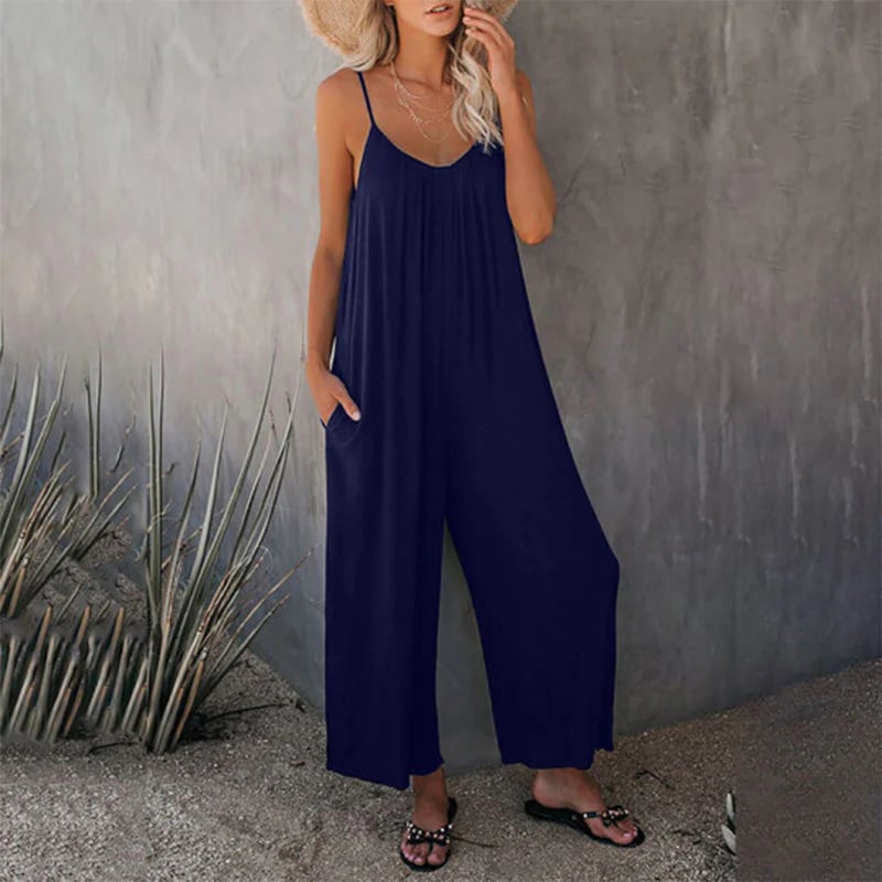 🎁Summer Hot Sale  47% OFF⏳Loose Sleeveless Wide-Leg Jumpsuit with Pockets - Stretchy & Flowy