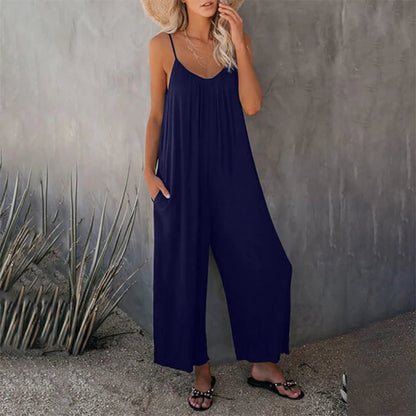 🎁Summer Hot Sale  47% OFF⏳Loose Sleeveless Wide-Leg Jumpsuit with Pockets - Stretchy & Flowy
