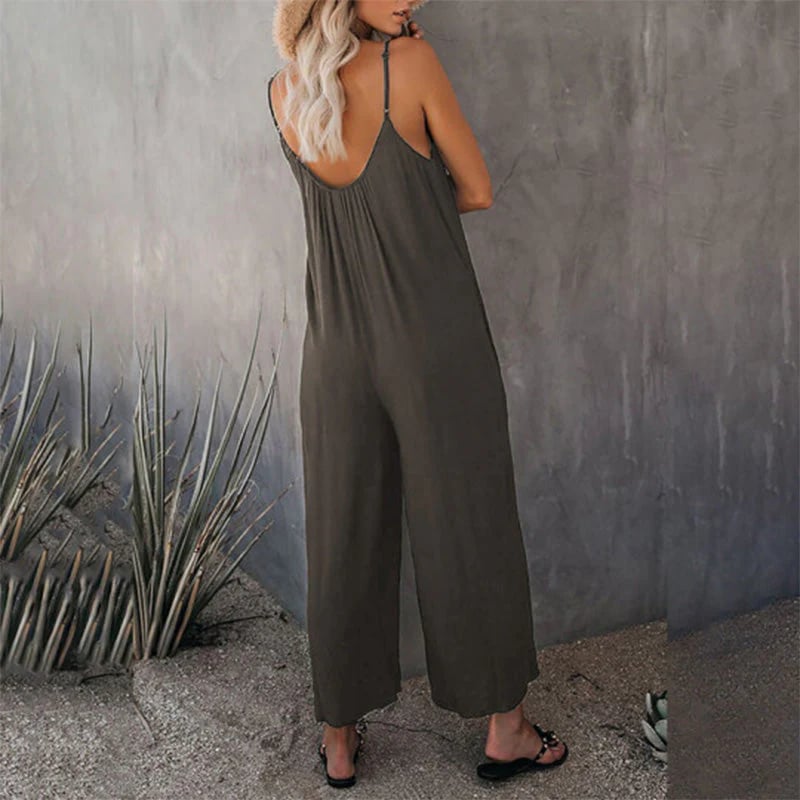 🎁Summer Hot Sale  47% OFF⏳Loose Sleeveless Wide-Leg Jumpsuit with Pockets - Stretchy & Flowy