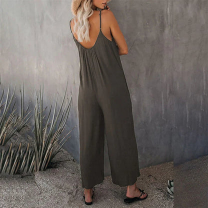 🎁Summer Hot Sale  47% OFF⏳Loose Sleeveless Wide-Leg Jumpsuit with Pockets - Stretchy & Flowy