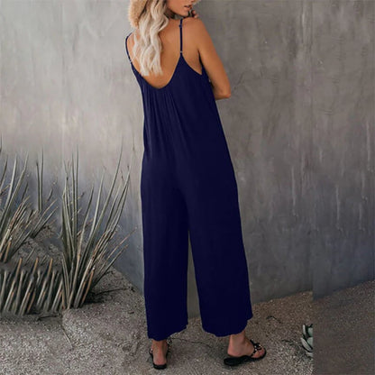 🎁Summer Hot Sale  47% OFF⏳Loose Sleeveless Wide-Leg Jumpsuit with Pockets - Stretchy & Flowy