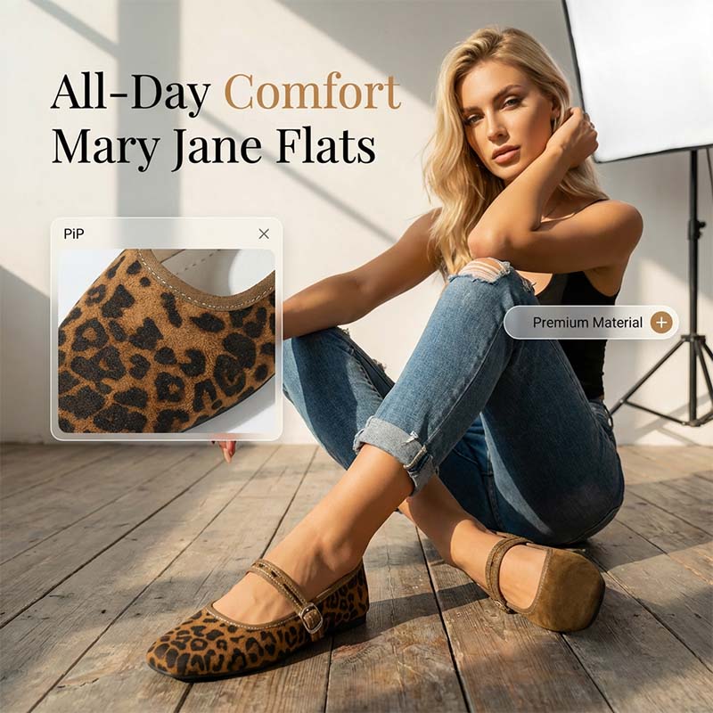 🌸LAST DAY SPECIAL PRICE!!🌸Suede-Finish Mary Jane Ballet Flats with Memory Foam Insole🥿✨