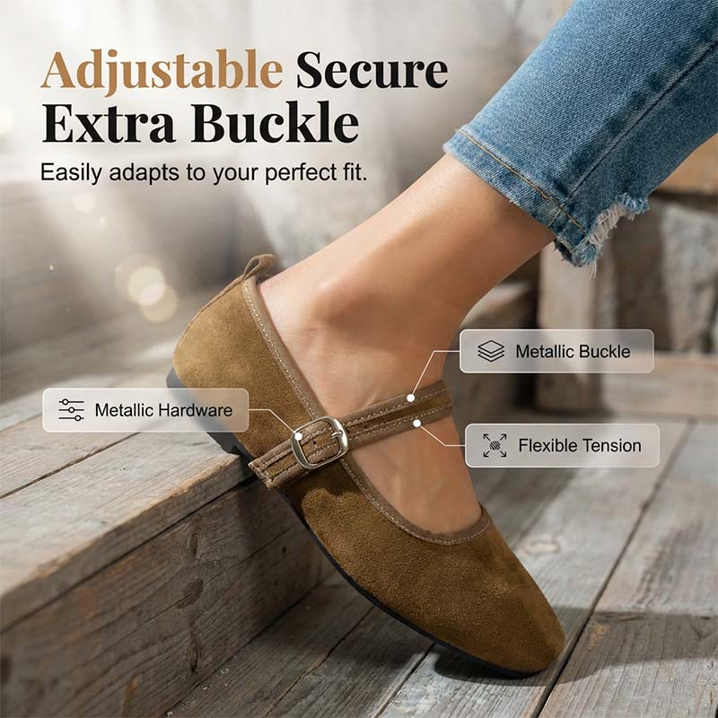 🌸LAST DAY SPECIAL PRICE!!🌸Suede-Finish Mary Jane Ballet Flats with Memory Foam Insole🥿✨