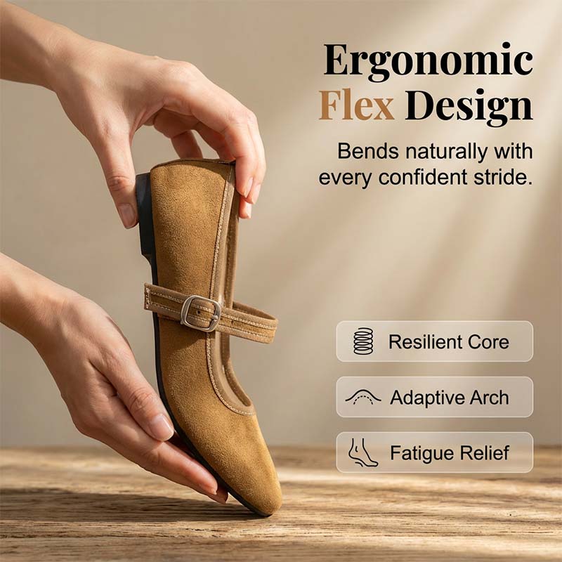 🌸LAST DAY SPECIAL PRICE!!🌸Suede-Finish Mary Jane Ballet Flats with Memory Foam Insole🥿✨