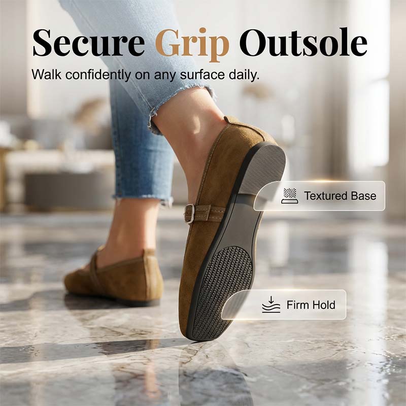 🌸LAST DAY SPECIAL PRICE!!🌸Suede-Finish Mary Jane Ballet Flats with Memory Foam Insole🥿✨