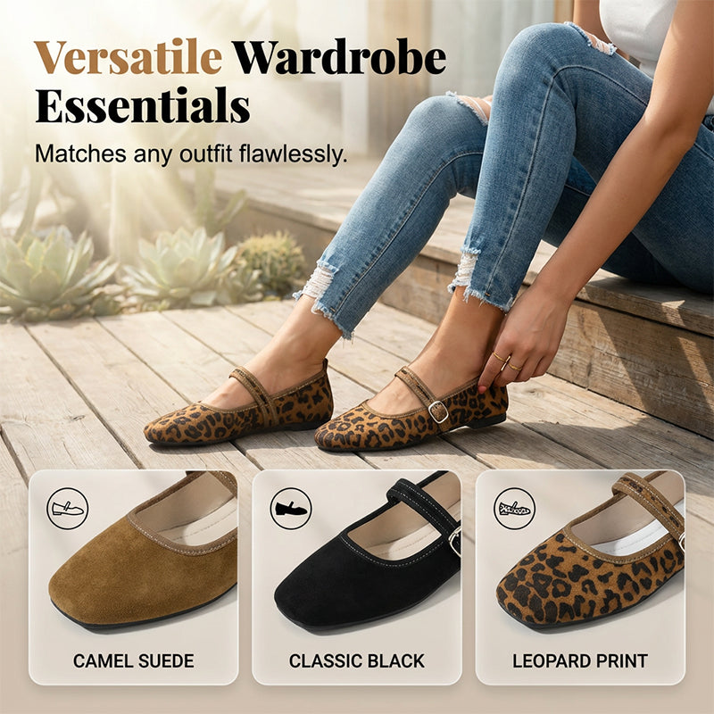 🌸LAST DAY SPECIAL PRICE!!🌸Suede-Finish Mary Jane Ballet Flats with Memory Foam Insole🥿✨