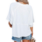 💥Last Day Special Sale 49% OFF👚Women's Solid Color Splicing Loose Five Points Flare Sleeve T-Shirt