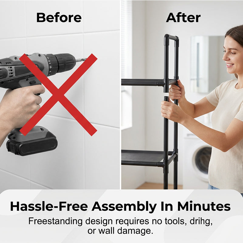 🎁Last Day Promotion 49% OFF🔥No-Drill Bathroom & Laundry Organizer Shelf