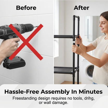🎁Last Day Promotion 49% OFF🔥No-Drill Bathroom & Laundry Organizer Shelf