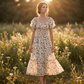 💥Last Day Special Sale 49% OFF👚Women's Square Neck Smocked Floral Midi Dress