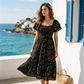 💥Last Day Special Sale 49% OFF👚Women's Square Neck Smocked Floral Midi Dress